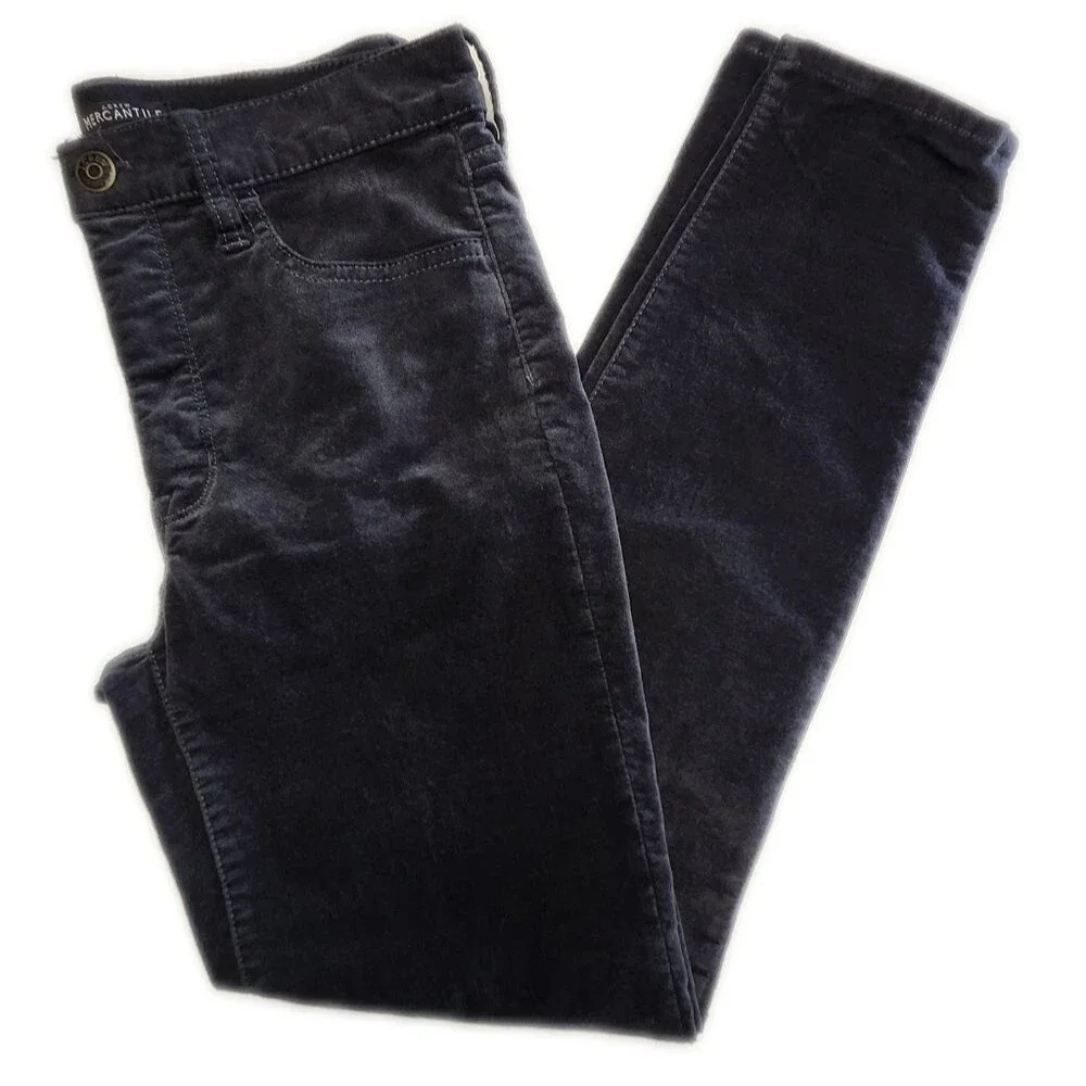 J. Crew Mercantile Charcoal Gray Velvet Skinny Jeans, 28